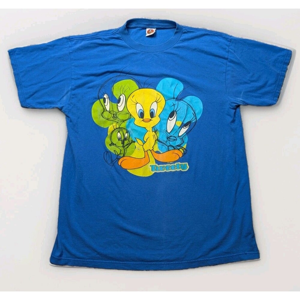 Vintage 90s Looney Tunes Tweety Bird Blue T Shirt Size XL 1998